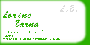 lorinc barna business card